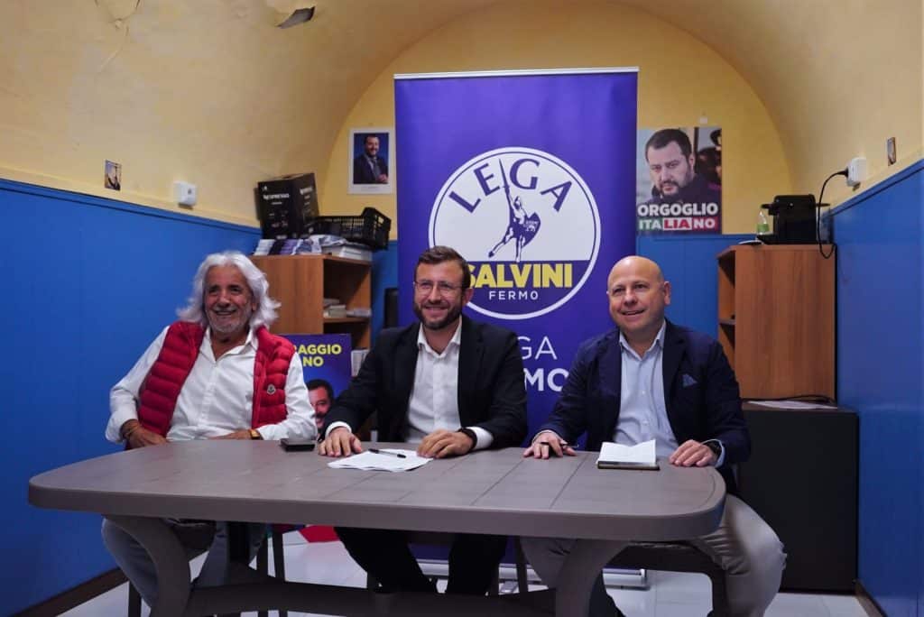 Conferenza Stampa del gruppo Consigliare Lega Fermo del 13 Ottobre 2022: Lorenzo Giacobbi, Gianluca Tulli e Luciano Romanella